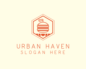 Hexagon Burger Fast Food  logo design