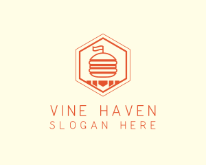 Hexagon Burger Fast Food  logo design