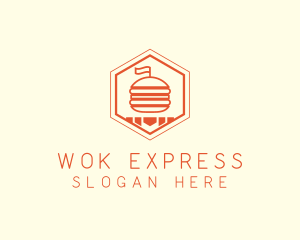 Hexagon Burger Fast Food  logo design