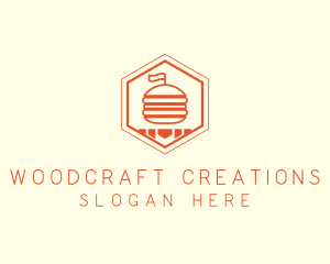 Hexagon Burger Fast Food  logo design