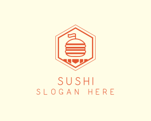 Hexagon Burger Fast Food  logo design