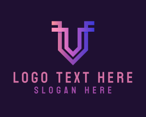 Network - Tech Shield Letter V logo design