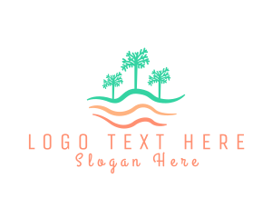 Palm - Palm Tree Wavy Beach logo design