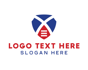 Blue And Red - Shield Protect Letter X logo design
