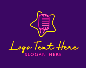 Happy Hour - Star Glow Microphone logo design