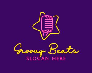 Disco - Star Glow Microphone logo design