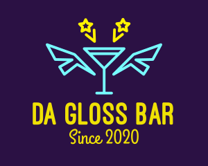 Neon Martini Cocktail Bar Wings logo design