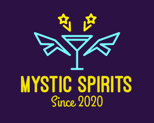 Neon Martini Cocktail Bar Wings logo design