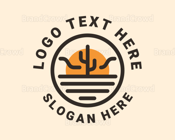 Sun Desert Cactus Logo