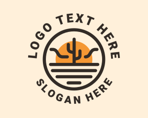 Sand Dunes - Sun Desert Cactus logo design