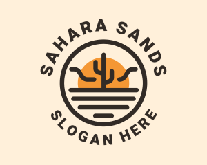 Sahara - Sun Desert Cactus logo design