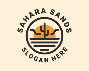 Sun Desert Cactus  logo design