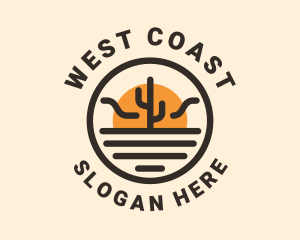 Sun Desert Cactus  logo design