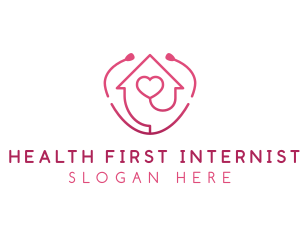 Healthcare Stethoscope House logo design