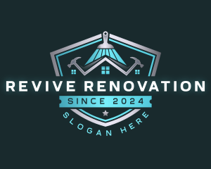 Renovation - Paintbrush Hammer Renovation logo design