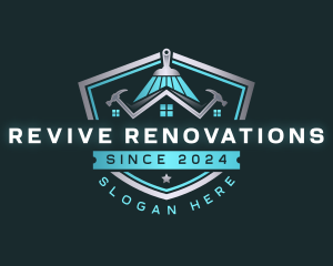 Renovation - Paintbrush Hammer Renovation logo design