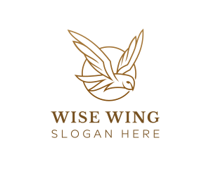 Gold Flying Owl logo design