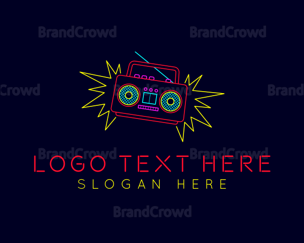 Neon Boombox Radio Logo