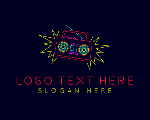 Musician - Neon Boombox Radio logo design