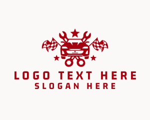Worker - Red Wrench Car Mechanic logo design