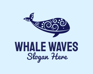 Abstract Marine Whale logo design