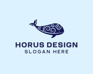 Abstract Marine Whale logo design