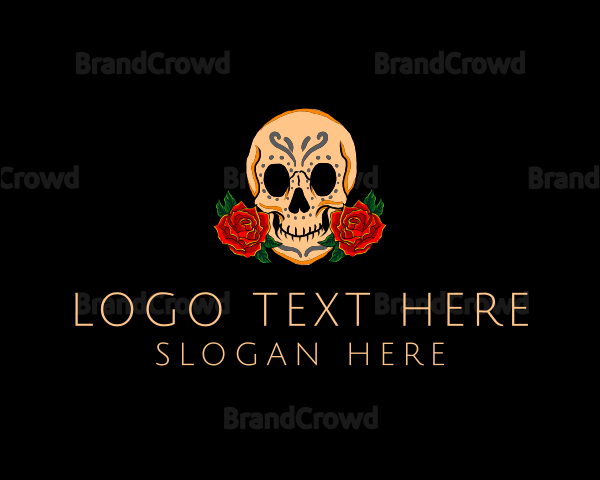 Mexican Rose Skull Logo