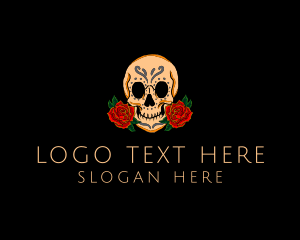 Dia De Los Muertos - Mexican Rose Skull logo design