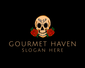 Mexican Rose Skull logo design