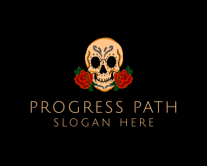 Mexican Rose Skull logo design