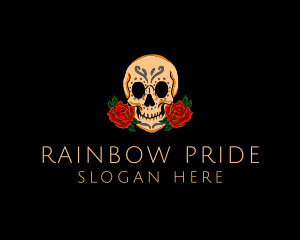 Mexican Rose Skull logo design