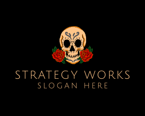 Mexican Rose Skull logo design