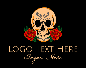 Rose - Mexican Rose Skull logo design