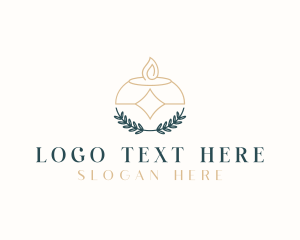 Leaf - Scented Candle Wreath logo design