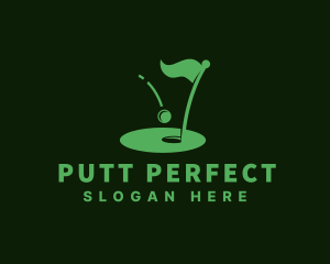 Putt - Golf Ball Flag logo design