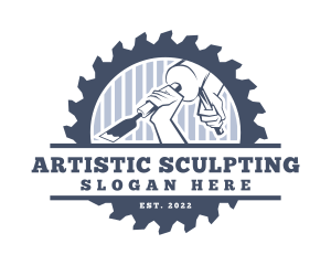 Sculpting - Chisel Wood Carpentry logo design