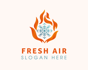 Fire Snowflake HVAC logo design