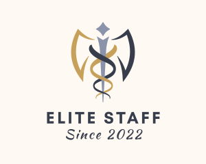 Medical Winged Staff logo design