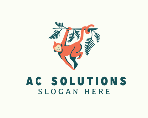 Hanging Macaque Monkey logo design