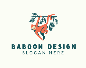 Hanging Macaque Monkey logo design