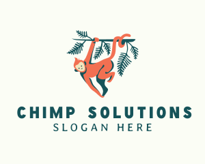 Chimpanzee - Hanging Macaque Monkey logo design