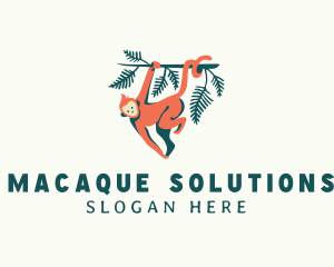 Hanging Macaque Monkey logo design