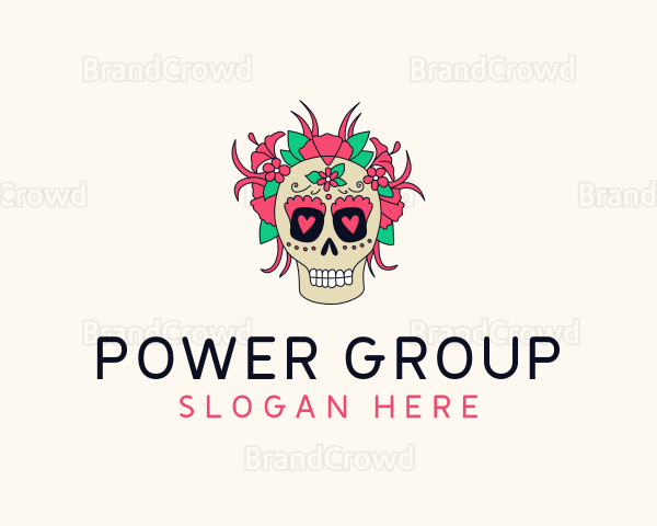 Heart Floral Skull Logo