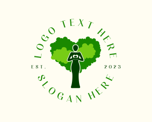 Human - Woman Heart Tree logo design