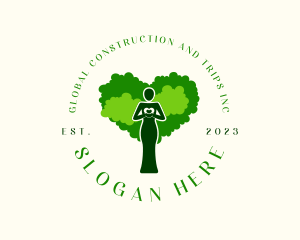 Green - Woman Heart Tree logo design