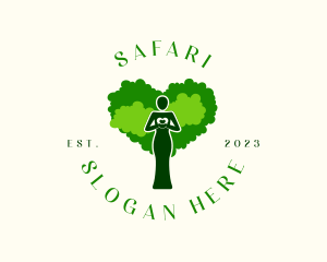 Person - Woman Heart Tree logo design