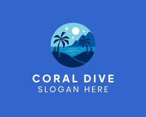 Snorkeling - Tropical Night Beach logo design