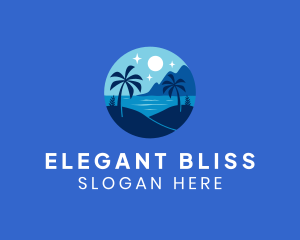 Holiday Getaway - Tropical Night Beach logo design