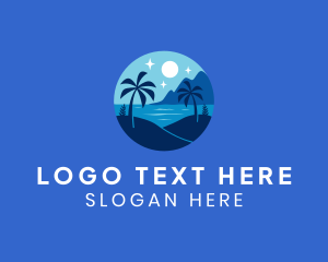 Island - Tropical Night Beach logo design