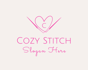 Knitwork - Needle Heart Thread logo design